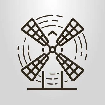 Vector line art symbol of the windmill Stock Illustration