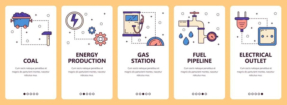Vector line art web and mobile app template set Ilustración de archivo