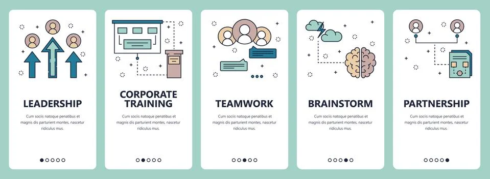 Vector line art web and mobile app template set Stock Illustration