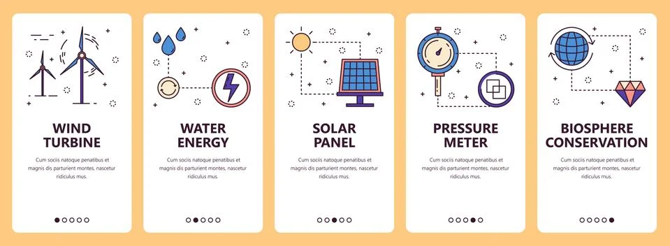 Vector line art web and mobile app template set Ilustración de archivo