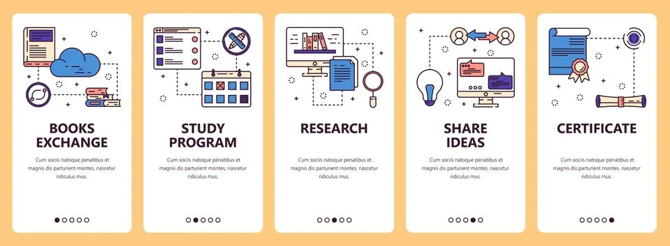 Vector line art web and mobile app template set イラスト素材