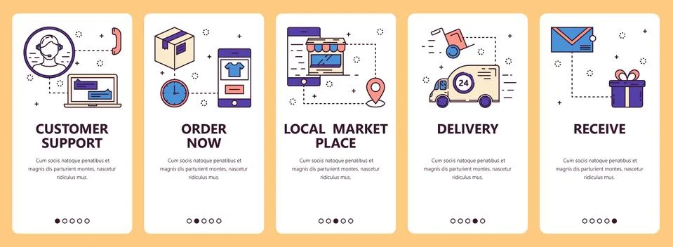 Vector line art web and mobile app template set イラスト素材
