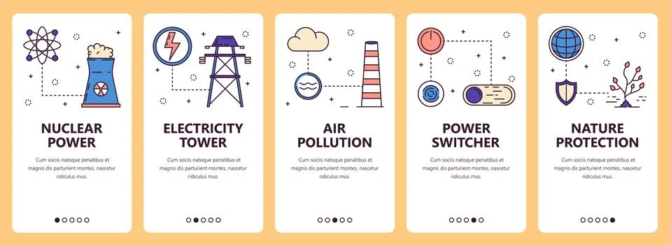 Vector line art web and mobile app template set Stock Illustration