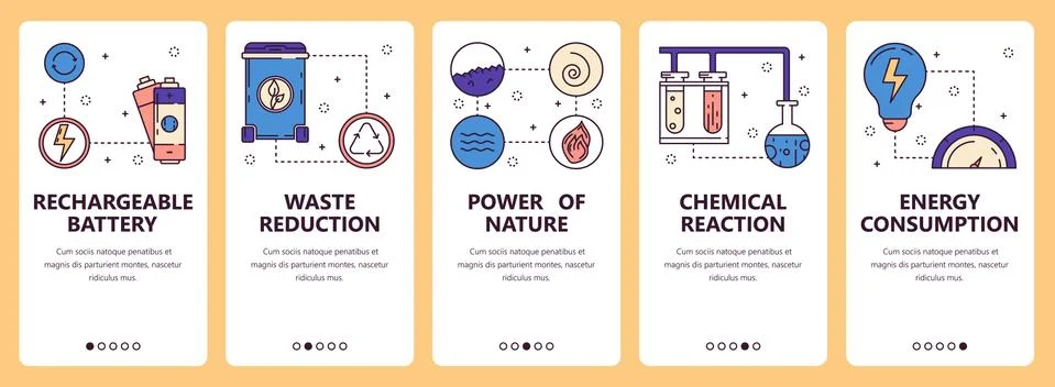Vector line art web and mobile app template set Stock Illustration