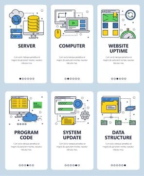 Vector line art web and mobile app template set Stock-Illustration