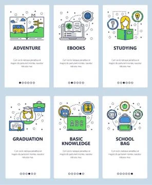 Vector line art web and mobile app template set Stock Illustration