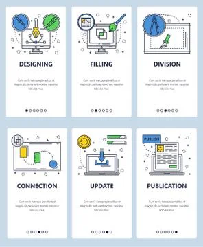 Vector line art web and mobile app template set イラスト素材