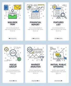 Vector line art web and mobile app template set 스톡 일러스트