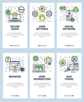 Vector line art web and mobile app template set イラスト素材