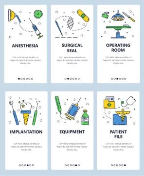 Vector line art web and mobile app template set Stock Illustration