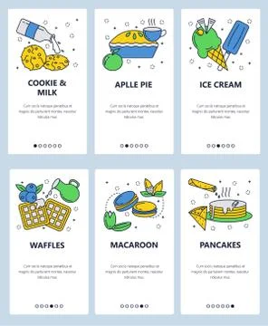 Vector line art web and mobile app template set Stock Illustration