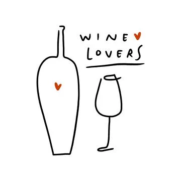 Vector line art wine minimal logo bottle and glass alcohol linear style label イラスト素材