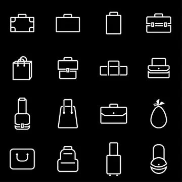 Vector line bag icon set Stock Illustration
