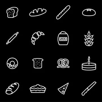 Vector line bakery icon set Stock Illustration
