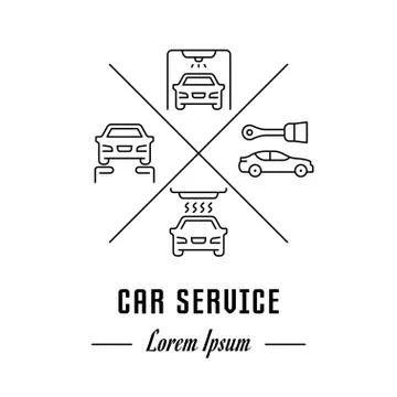 Vector Line Banner Car Service. Free Stock Illustration