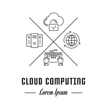 Vector Line Banner Cloud Computing Stock Illustration