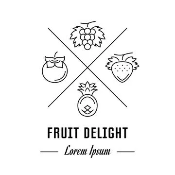 Vector Line Banner Fruit Delight. Free Stock Illustration