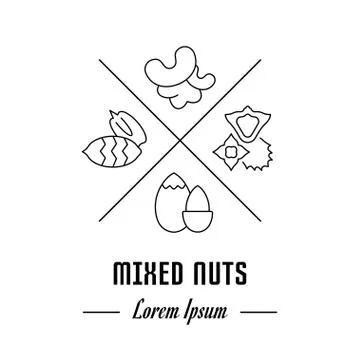 Vector Line Banner Mixed Nuts Free Stock Illustration
