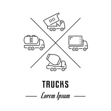 Vector Line Banner Trucks. Free Stock Illustration