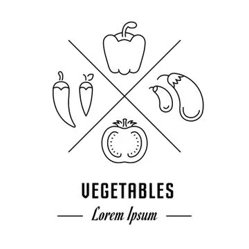 Vector Line Banner Vegetables. 無料イラスト素材