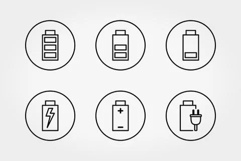 Vector line battery icon set. Stock Illustration