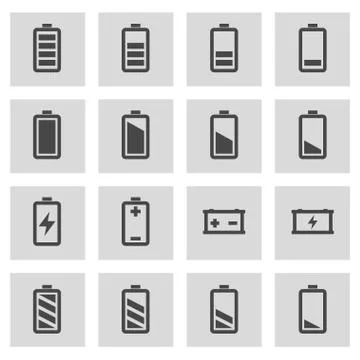 Vector line battery icons set Stock Illustration