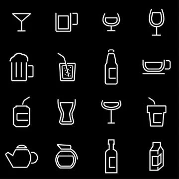 Vector line beverages icon set Stock Illustration
