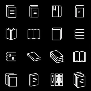 Vector line book icon set Stock Illustration
