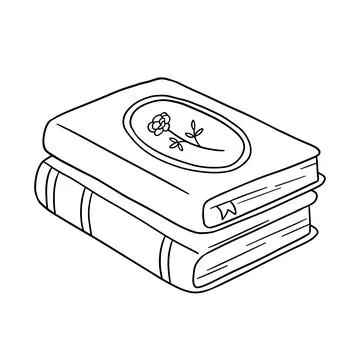 Vector line books stack. Outline illustration isolated on white. Book stack Illustrazione stock