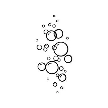 Vector line bubbles of fizzy drink isolated on white background. Doodle style イラスト素材