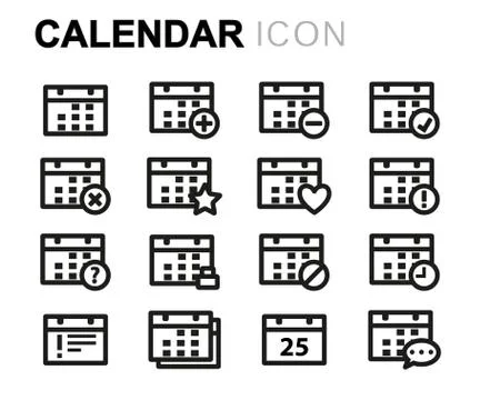 Vector line calendar icons set イラスト素材