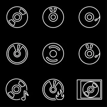 Vector line cd icon set Illustrazione stock