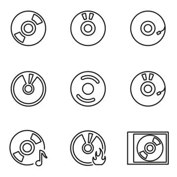 Vector line cd icon set Stock Illustration