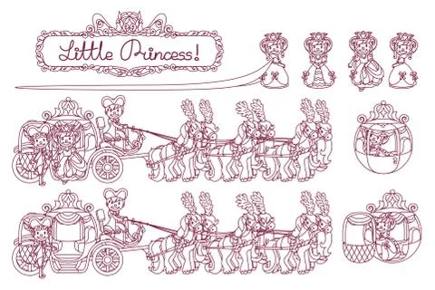 Vector line Cinderella carriage Stock Illustration