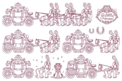 Vector line Cinderella carriage Stock Illustration
