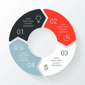 Vector line circle arrows infographic. Template for cycle diagram, graph Stock Illustration