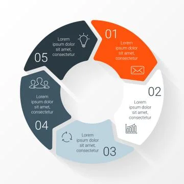 Vector line circle arrows infographic. Template for cycle diagram, graph Stock Illustration