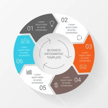Vector line circle arrows infographic. Template for cycle diagram, graph Stock Illustration