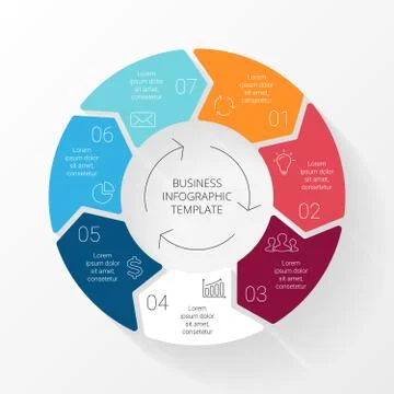 Vector line circle arrows infographic. Template for cycle diagram, graph Stock Illustration