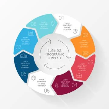 Vector line circle arrows infographic. Template for cycle diagram, graph Stock Illustration