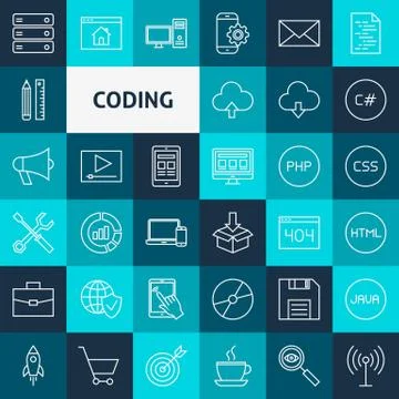 Vector Line Coding Icons イラスト素材