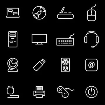 Vector line computer icon set Illustrazione stock