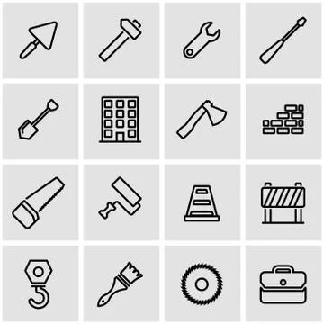 Vector line construction icon set Illustrazione stock