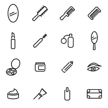 Vector line cosmetics icon set Stock Illustration