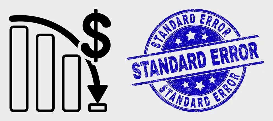 Vector Line Crisis Bar Chart Icon and Distress Standard Error Stamp Stock Illustration