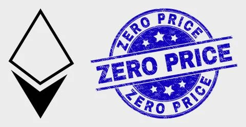 Vector Line Crystal Icon and Distress Zero Price Seal Stock Illustration