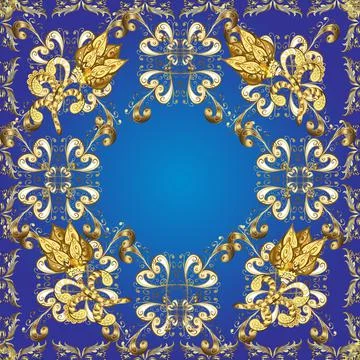 Vector line design. Art Deco Patterns on yellow, blue and brown colors. Cute bac Stock Illustration