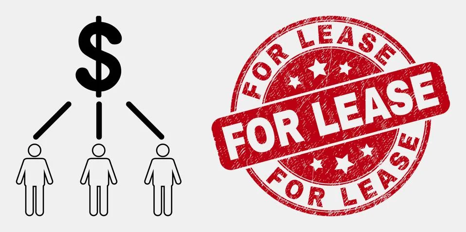 Vector Line Dollar Managers Links Icon and Grunge For Lease Stamp Stock Illustration