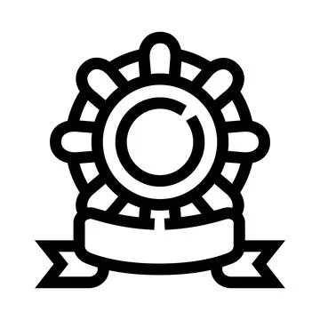 Vector line drawing award badge ribbon winner icon Stock Illustration