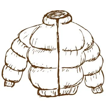 Vector line drawing of a down jacket 스톡 일러스트
